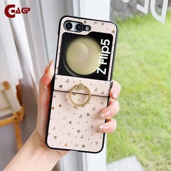 For Samsung Galaxy ZFlip 7FE Fashion Ring Holder Phone case for Samsung Z Flip 7 6 4 5 3 ZFlip 7 Heart Star Pattern Stand Cover