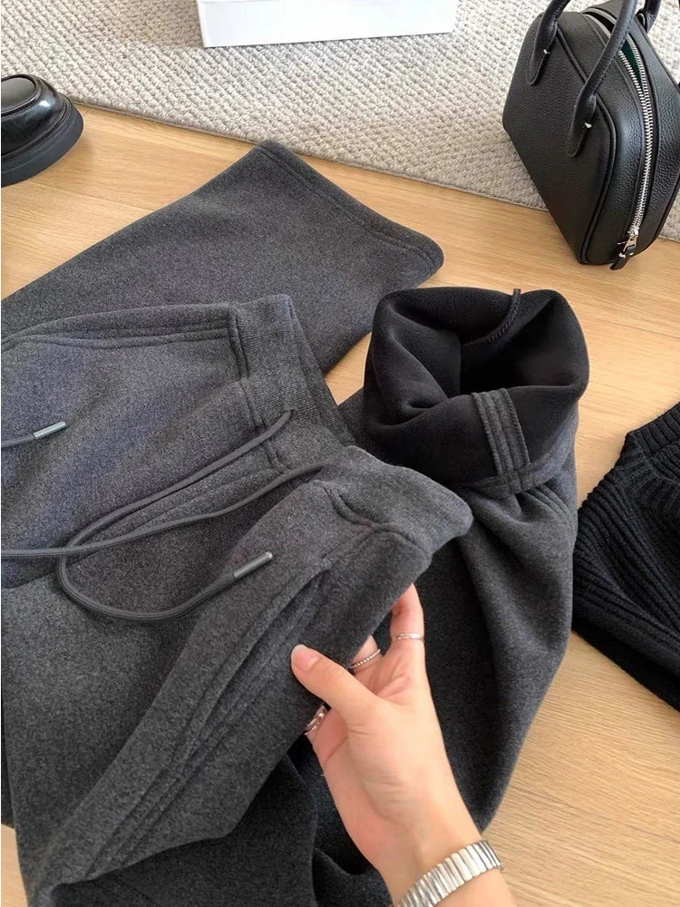 กางเกงขายาวทรงหลวมสไตล์ลำลองสำหรับผู้หญิง รุ่นใหม่ ฤดูใบไม้ร่วง ฤดูหนาว เอวสูง ทรงตรง