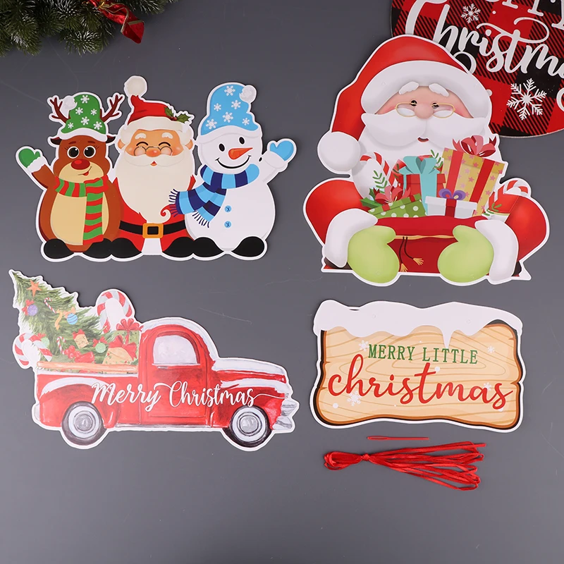 Christmas Door Hanger New Year Party Pendants Santa Claus Snoweman Elk Paper Banner Merry Christmas Decoration For Home