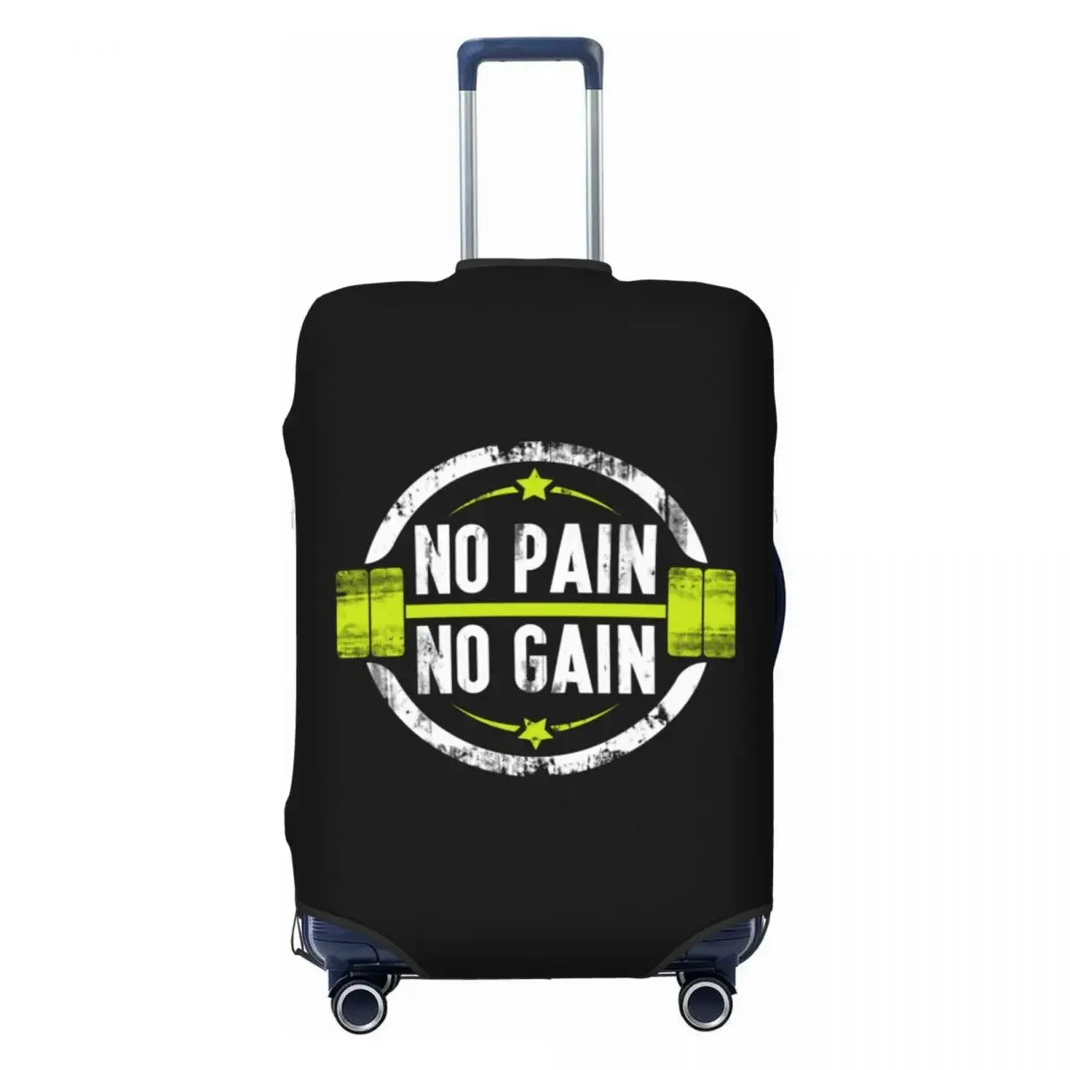 

Custom No Pain No Gain Luggage Cover Elastic Bodybuilding Fitness Gym Travel Suitcase Protective Covers Fits 18-32 Inch