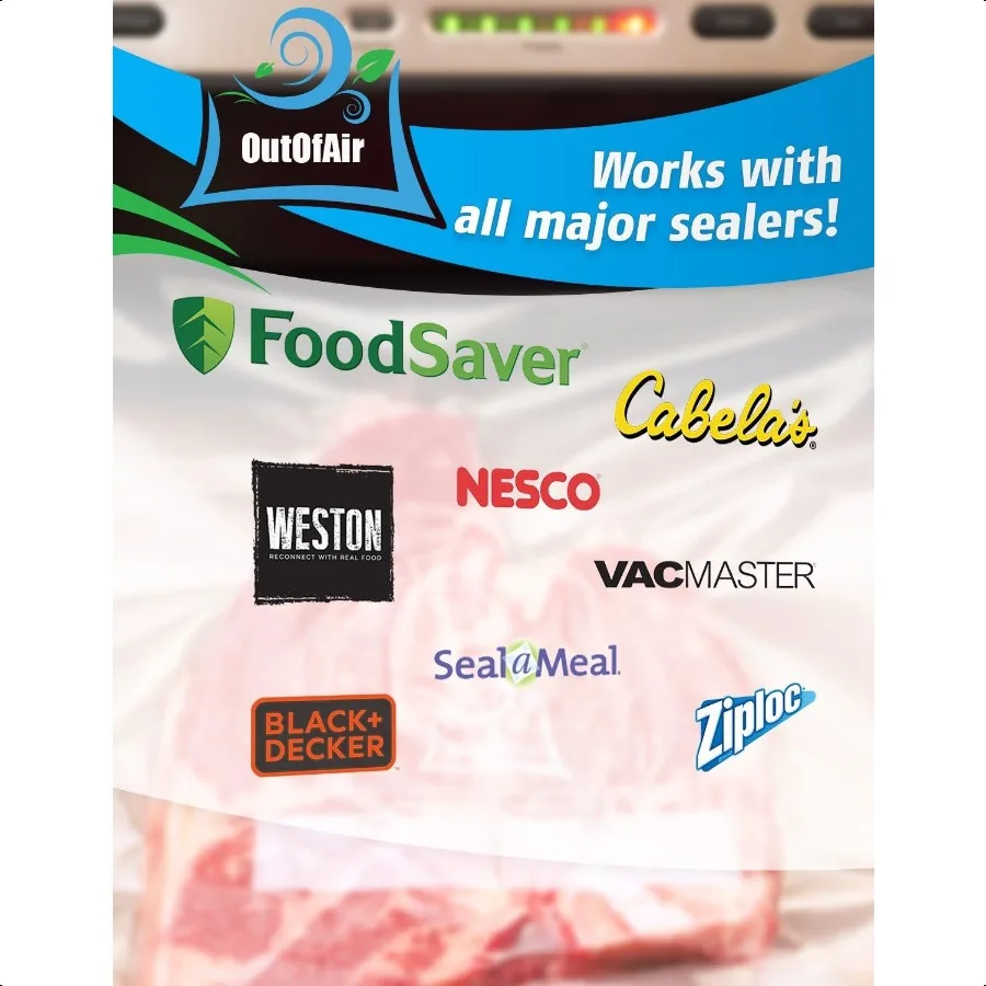 100 كيس سد مكنسة كهربائية: حجم كوارت 8 × 12 من Works with FoodSaver آيفون آخر 33 درجة تجارية خالية من مادة BPA مقاس 8 × 12 بوصة