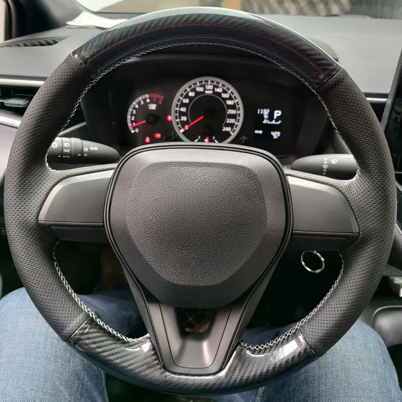 Customized Hand Sewing Genuine Leather Car Steering Wheel Cover For Toyota Camry 2018 Corolla RAV4 Avalon Crown 2019 Accessories
