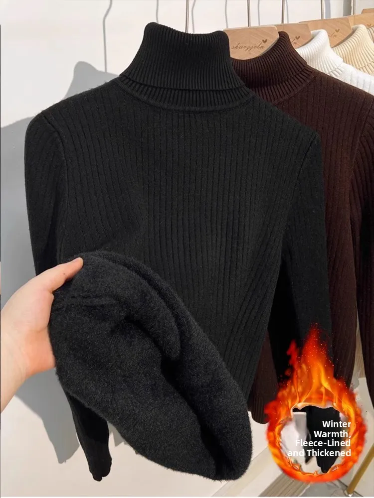 

Утепленный вязаный свитер с высоким воротником для женщин, новинка 2026 года, осенне-весенняя коллекция, очень красивый базовый топ