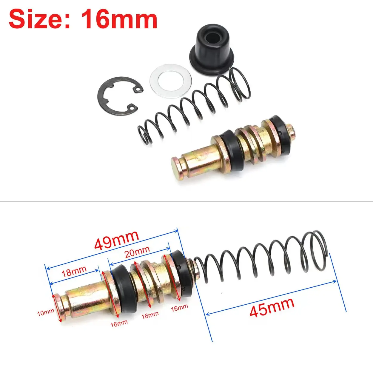 マスターシリンダーとピストンを備えたオートバイのクラッチポンプ,スプリングキット,11mm,12.7mm,14mm,16mm