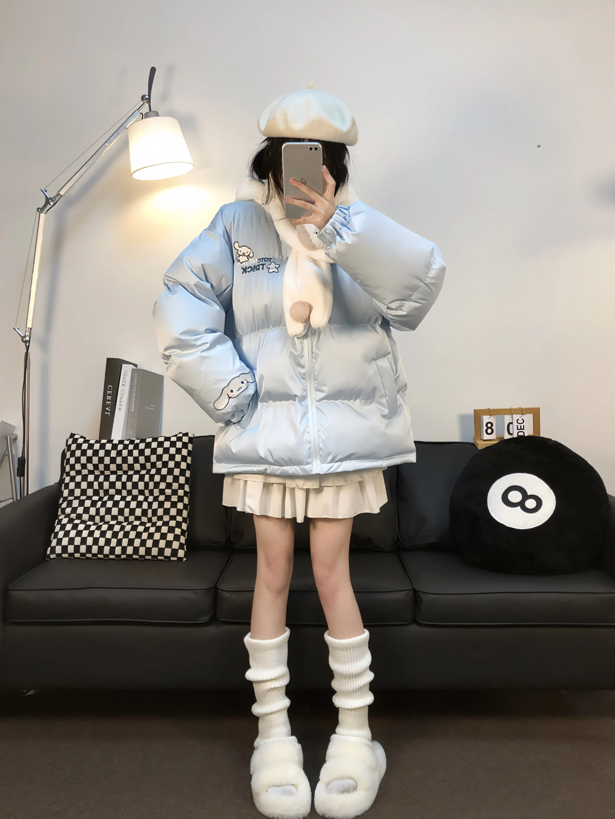 الشتاء سينامورول المرأة مقنعين أسفل سترة الكرتون الملابس القطنية أنيمي التطريز رشاقته معطف دافئ لطيف الترفيه معطف فضفاض #2