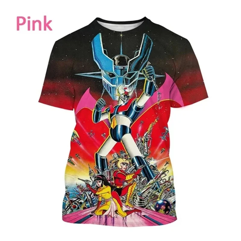 T-shirty męskie Z nadrukiem 3D Z nowe Anime mazingerem letnie koszulki Unisex na co dzień w stylu Harajuku Z krótkim rękawem dla chłopców i