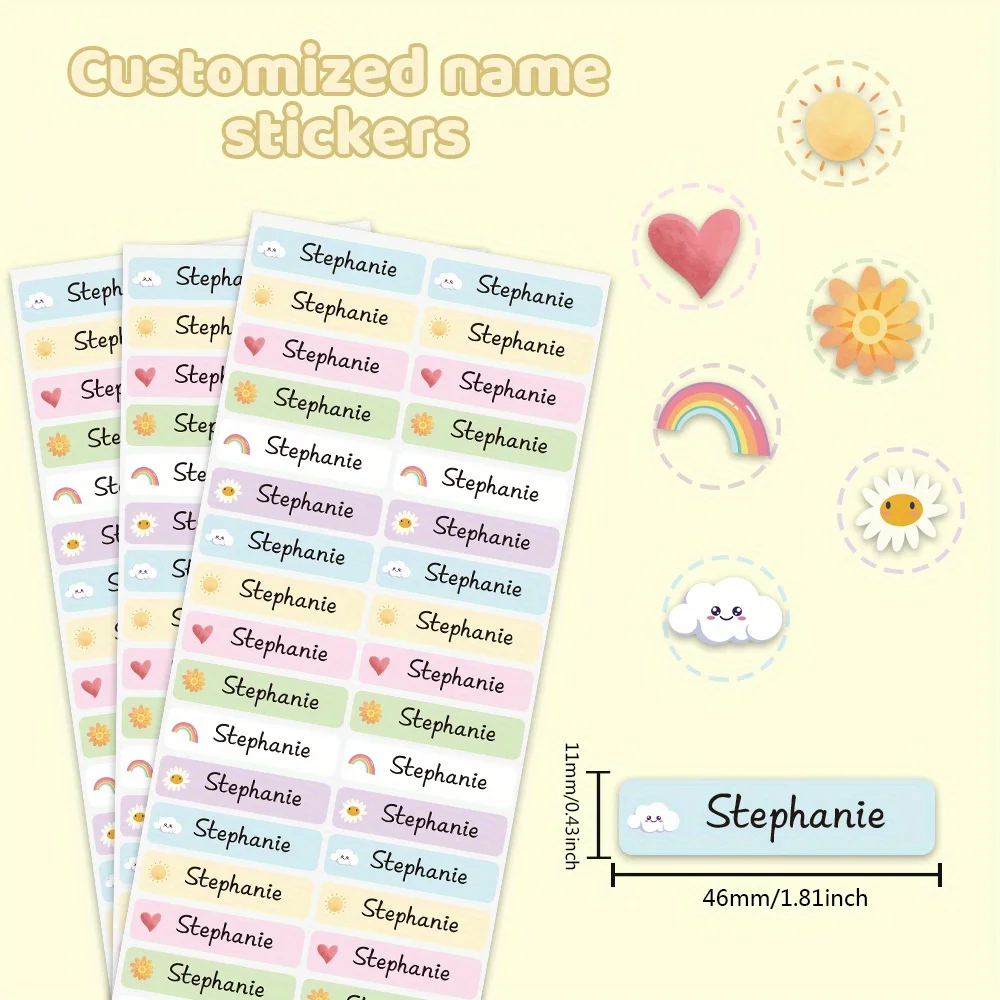 60/120pcs Personalized Bottom Stickers Customized Tag Textbook Label Personalized Patches For Uniforms, Sheets, Hats, Shoes,