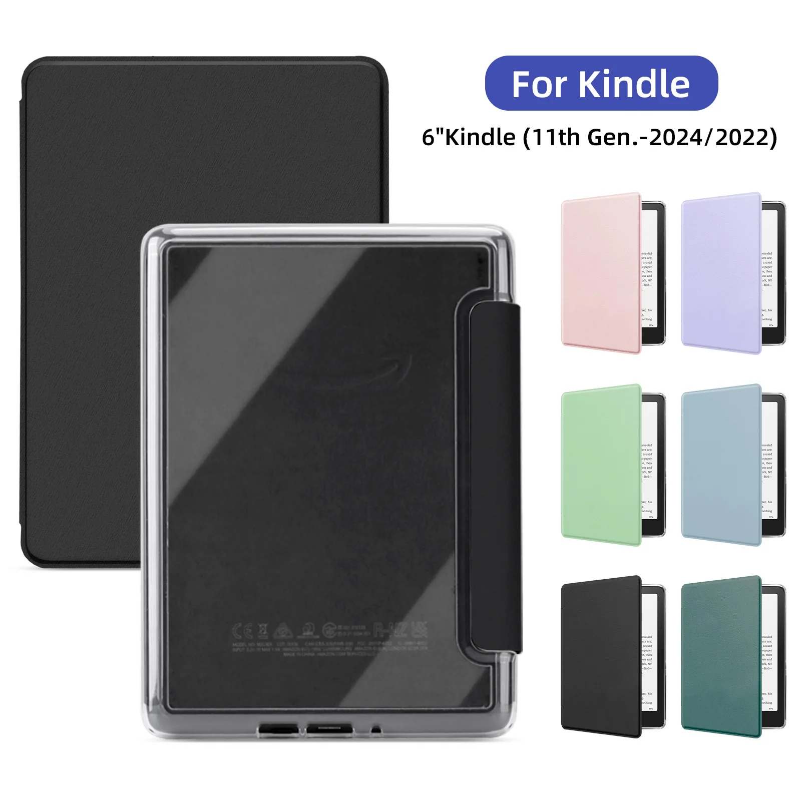

Прозрачный акриловый чехол для Kindle 11-го поколения (2022/2024) 6 дюймов - устойчивый к царапинам и падениям, готов к наклеиванию декоративных стикеров, с функцией автоматического пробуждения и сна