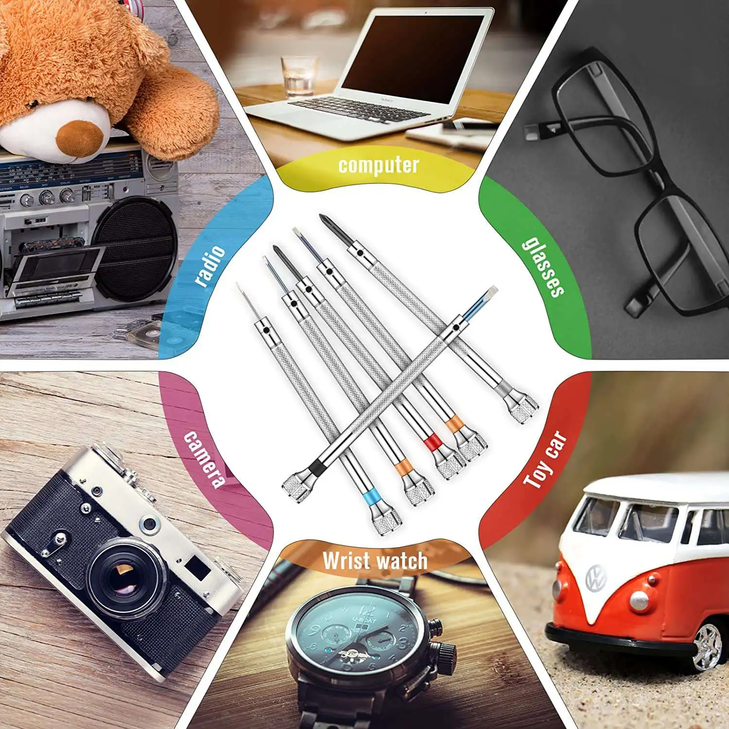 미니 정밀 시계 스크루 드라이버 세트, 보석상 시계 스크루 드라이버, 13 개 추가 교체 블레이드 포함, 0.6-2.0mm