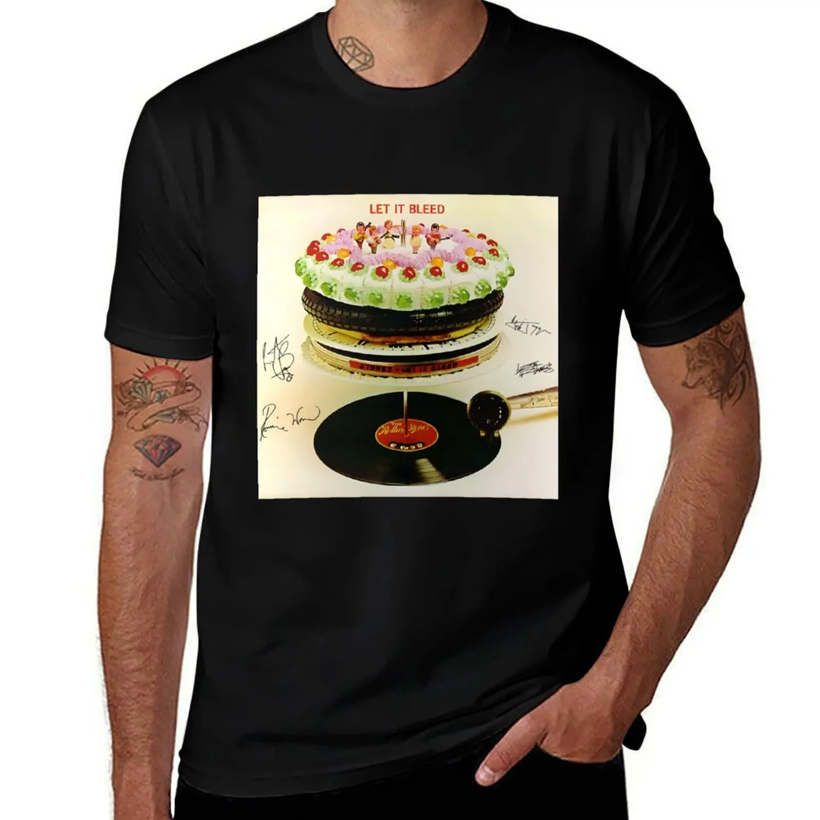 

Футболка с альбомом Let It Bleed, торт на день рождения, хлопковые футболки с рисунком, футболка с аниме, черные мужские футболки