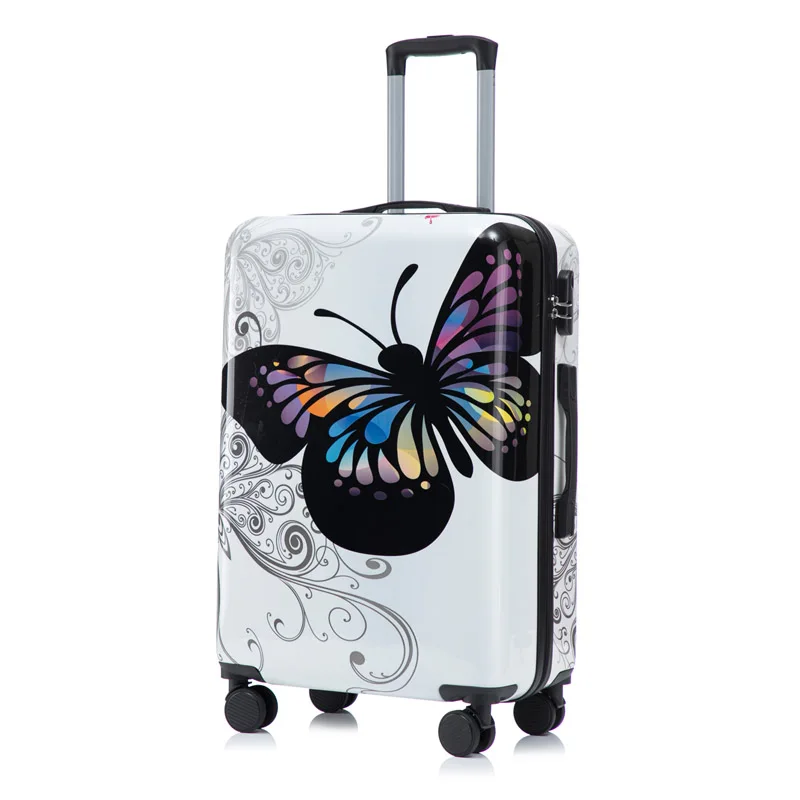 

20-28 Inch Butterfly Mark Suitcase Large Capacity Luggage Bag with Combination Lock Rolling Travel Suitcase Luggage Suitcase