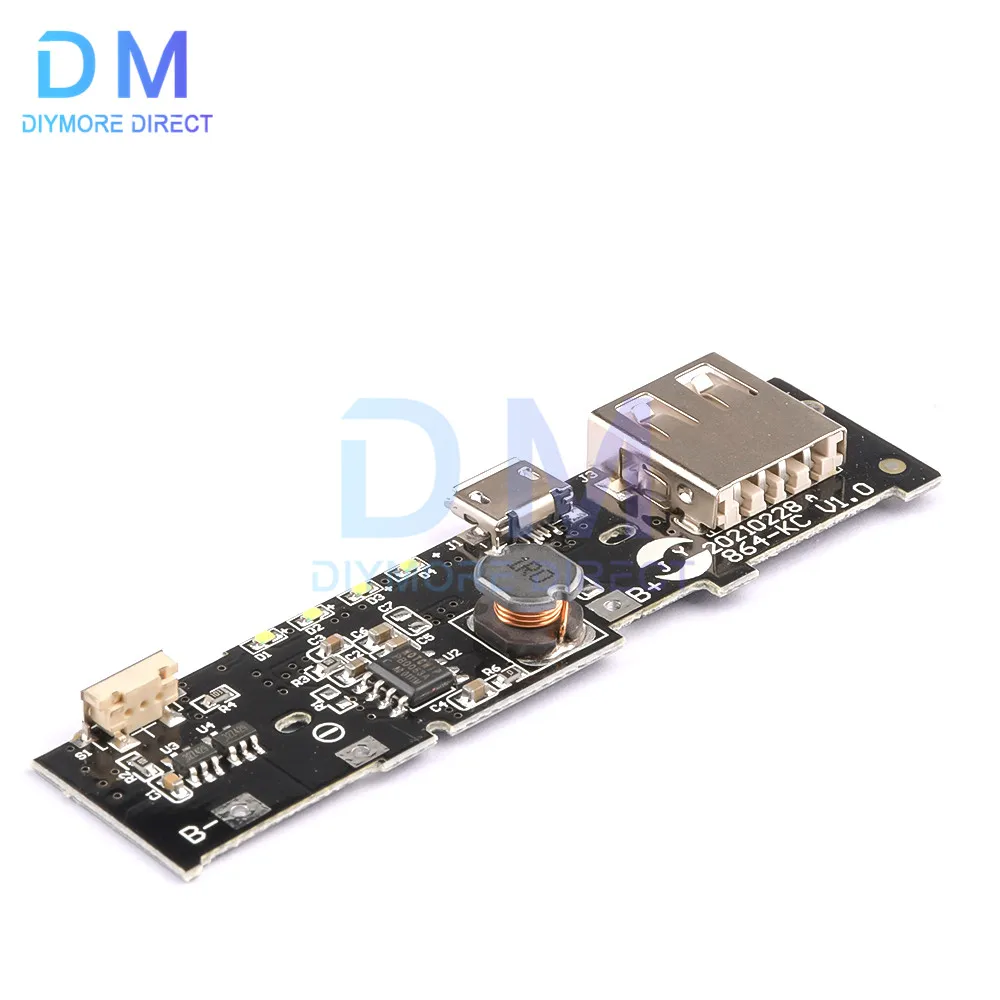 DC 5V 2A USB Power Bank Charge Module 18650 Battery Li-ion Lithium Cells Pack Charging PCB Circuit Board