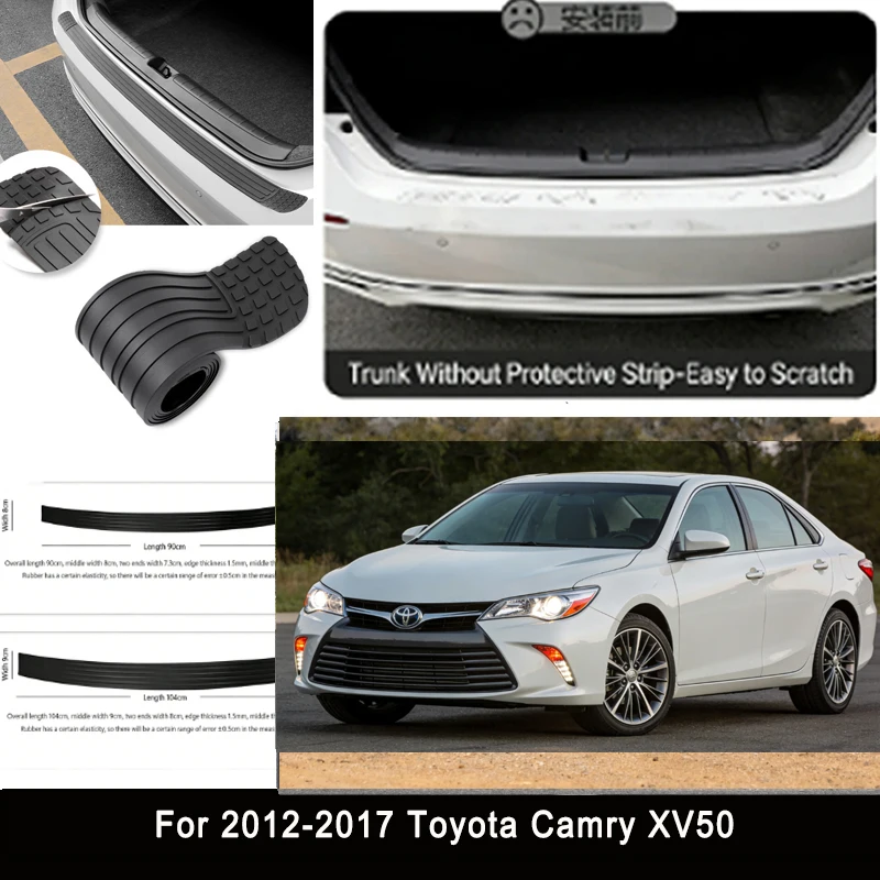 

For 2012-2017 Toyota Camry XV50 Rear Trunk Guard Plate Sticker Car Rear Bumper Trim Anti-Kicked Scratch Protector Sticker Strip