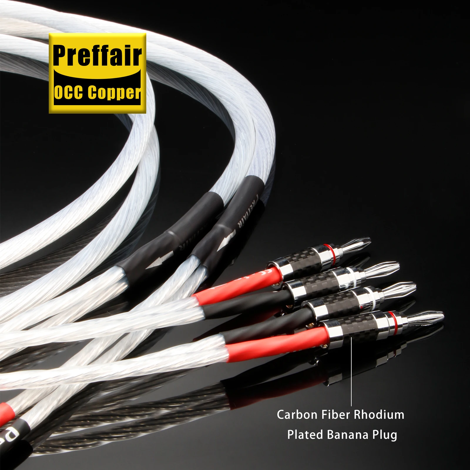 

Preffair 6N OCC Silver-Plated Speaker Cable with Carbon Fiber Rhodium-Plated Banana Plugs (2 Plug to 2 Plug)