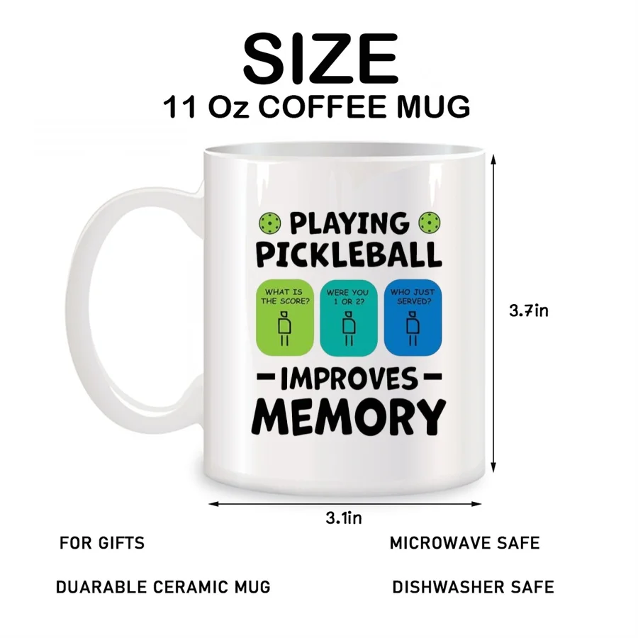 Playing Pickleball Improves Memory Mugs For Pickleball Lovers Dad Mom Birthday Gifts Novelty Coffee Ceramic Tea Cups White 11 oz