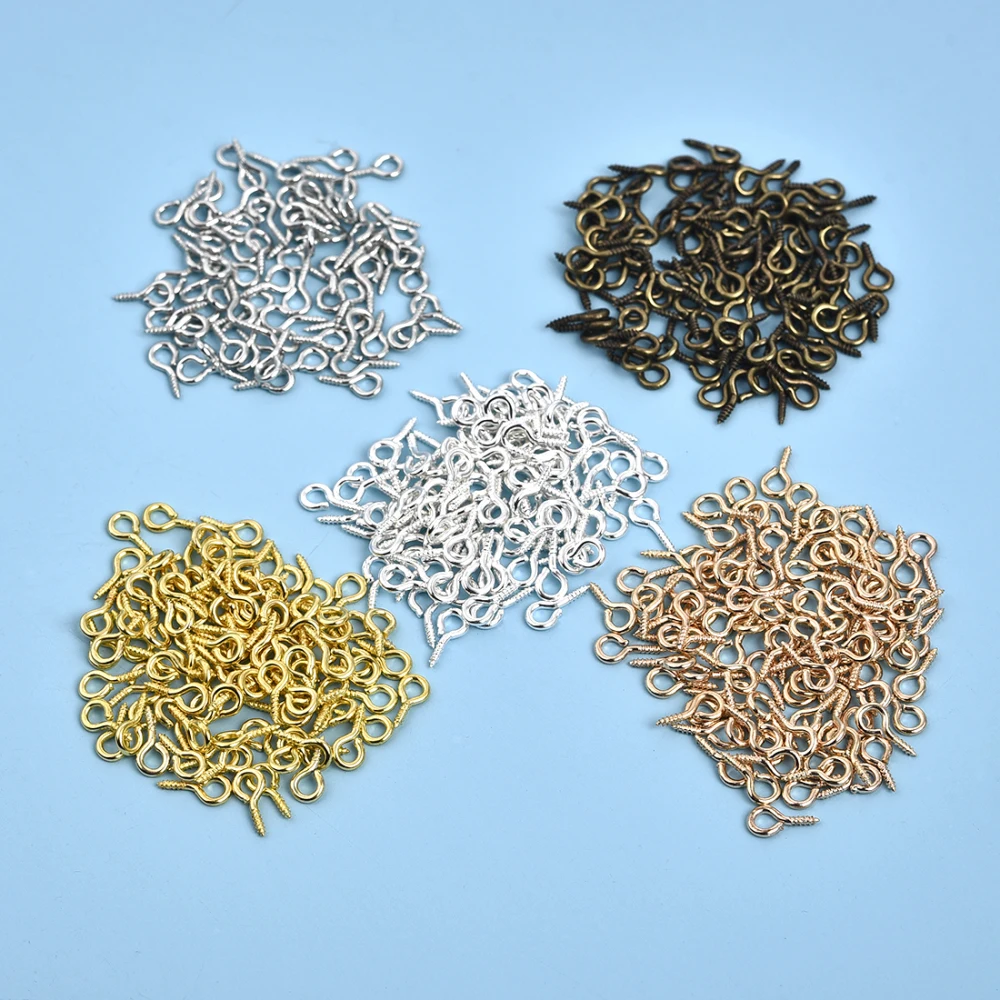 

100 шт., 5 цветов, мини-булавки для глаз, люверсы, винтовые крючки, резьбовая застежка 4*8 мм для изготовления ювелирных изделий, аксессуары, фурнитура, подвеска «сделай сам», подвеска