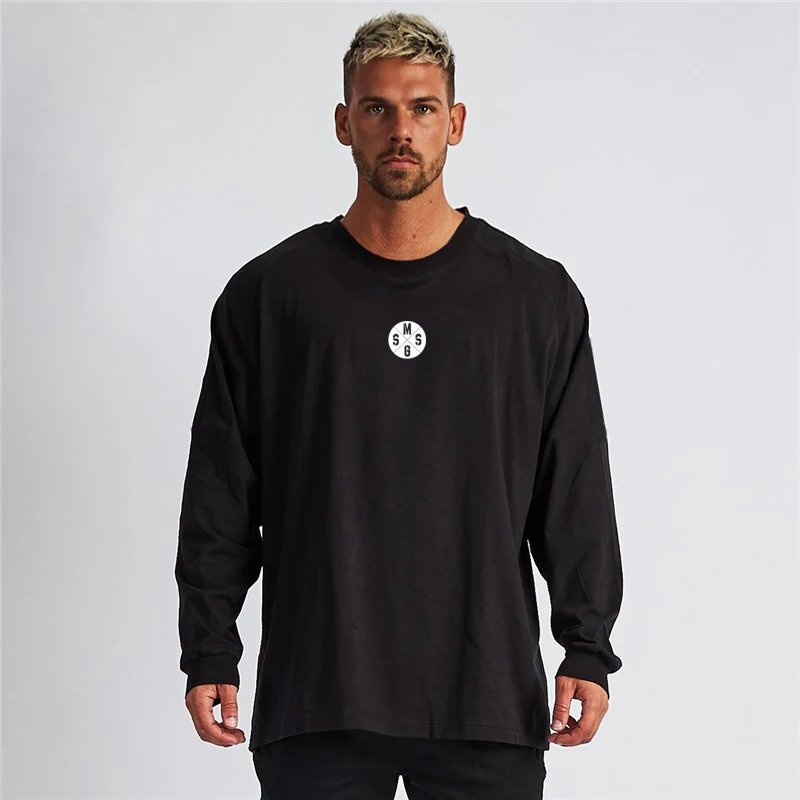 

Мужская Повседневная футболка оверсайз с длинным рукавом и принтом, осенняя Влагоотводящая дышащая Свободная рубашка с круглым вырезом, 2023