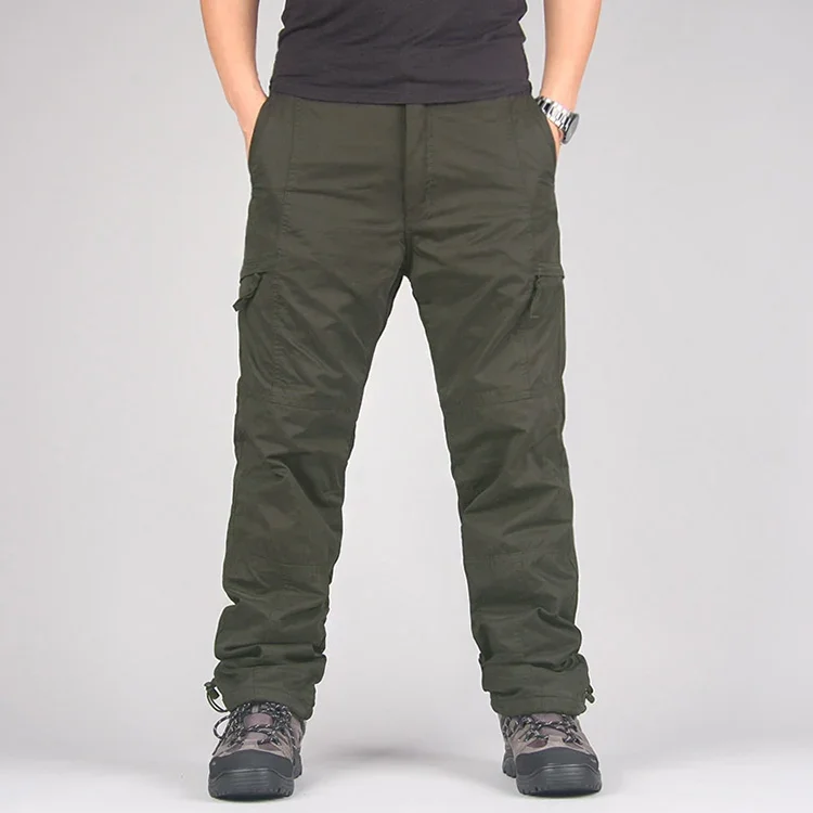 Männer Fleece Cargo Hosen Winter Plüsch Taktische Hosen Casual Jogger Koreanische Lose Wandern Laufen Warme Thermische Lange Hosen – Detail 5