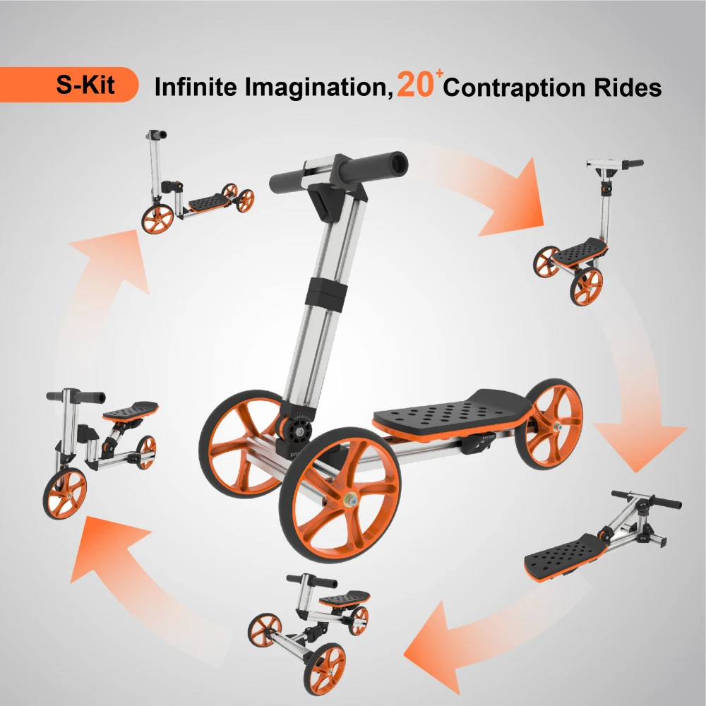Kit costruibile 20 in 1 bici da equilibrio per bambini senza pedali giocattoli per scooter sit/stand da 1 a 16 anni S-Kit più popolare non elettrico