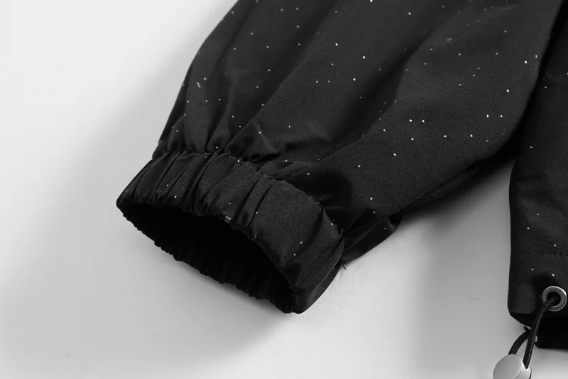 الخريف الرجال معطف موضة الترتر المطبوعة الوقوف طوق سحاب أكمام طويلة الذكور Bomber سترة الشارع الشهير رجل كبير الحجم ملابس خارجية