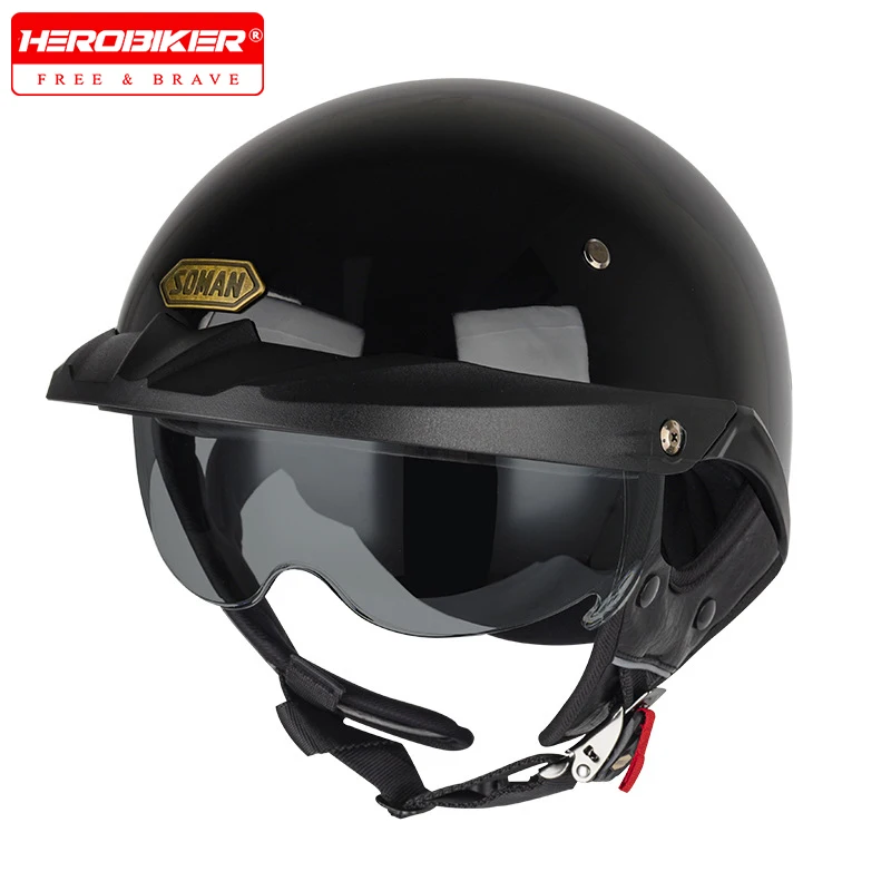 

New Motorcycle Helmet Stylish Vintage Half Helmet Lightweight Open Face With Breathable Liner Retro Gear For Urban Riders