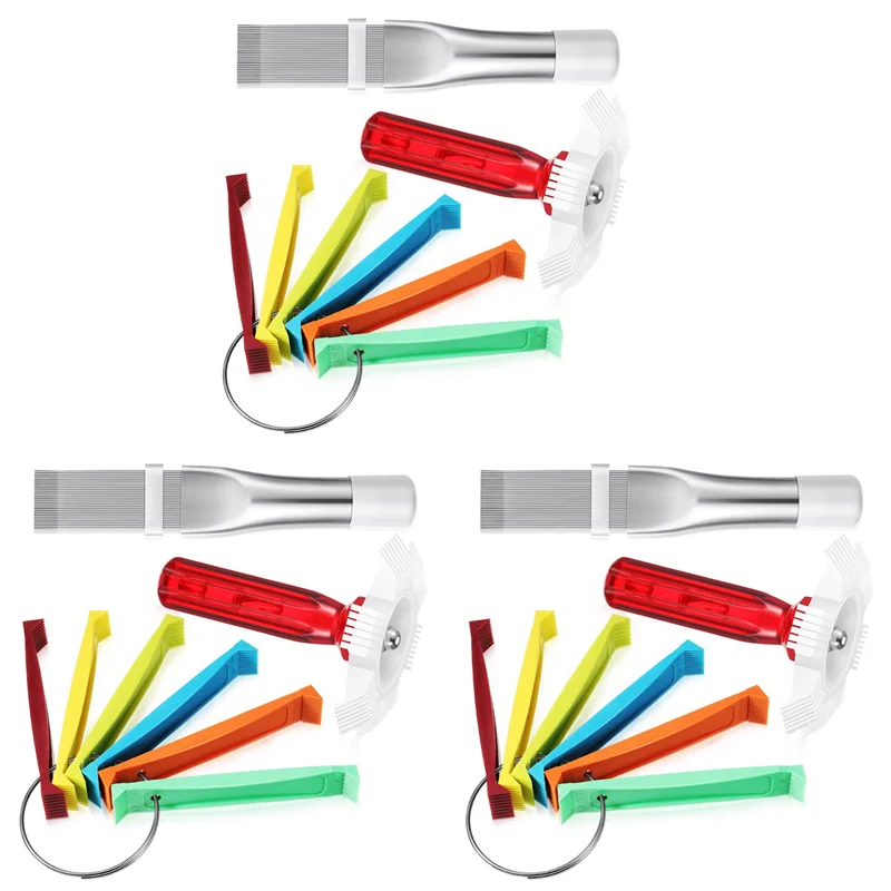 

AT21-9 Pieces Air Conditioning Brush Set Includes FCR6 Ring Fin Comb Air Conditioner Fin Cleaner Condenser Radiator Fin Comb