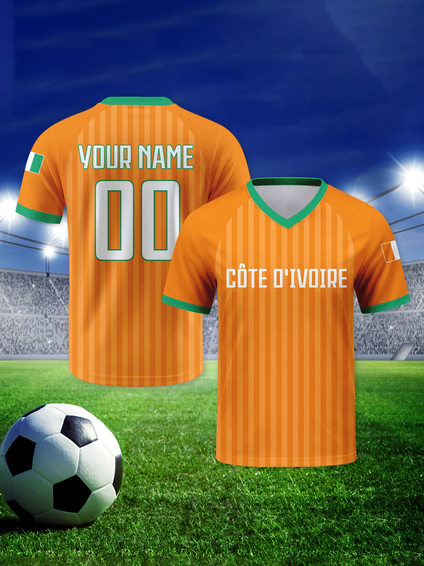 Custom Ivory Coast Football Jersey Personalized with Name Number Breathable V-neck Soccer Team Shirt for Men Youth Women