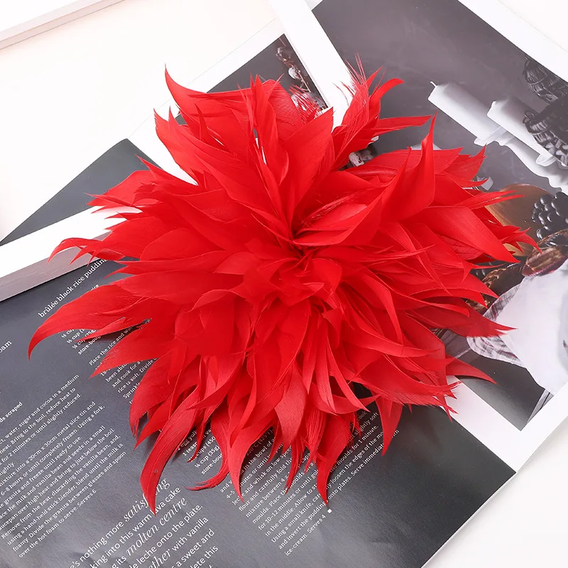 18CM Koreanische Feder Corsage Broschen für Frauen Elegante Blume Anstecknadeln Hochzeit Abzeichen Mode Schmuck Zubehör – Detail 6