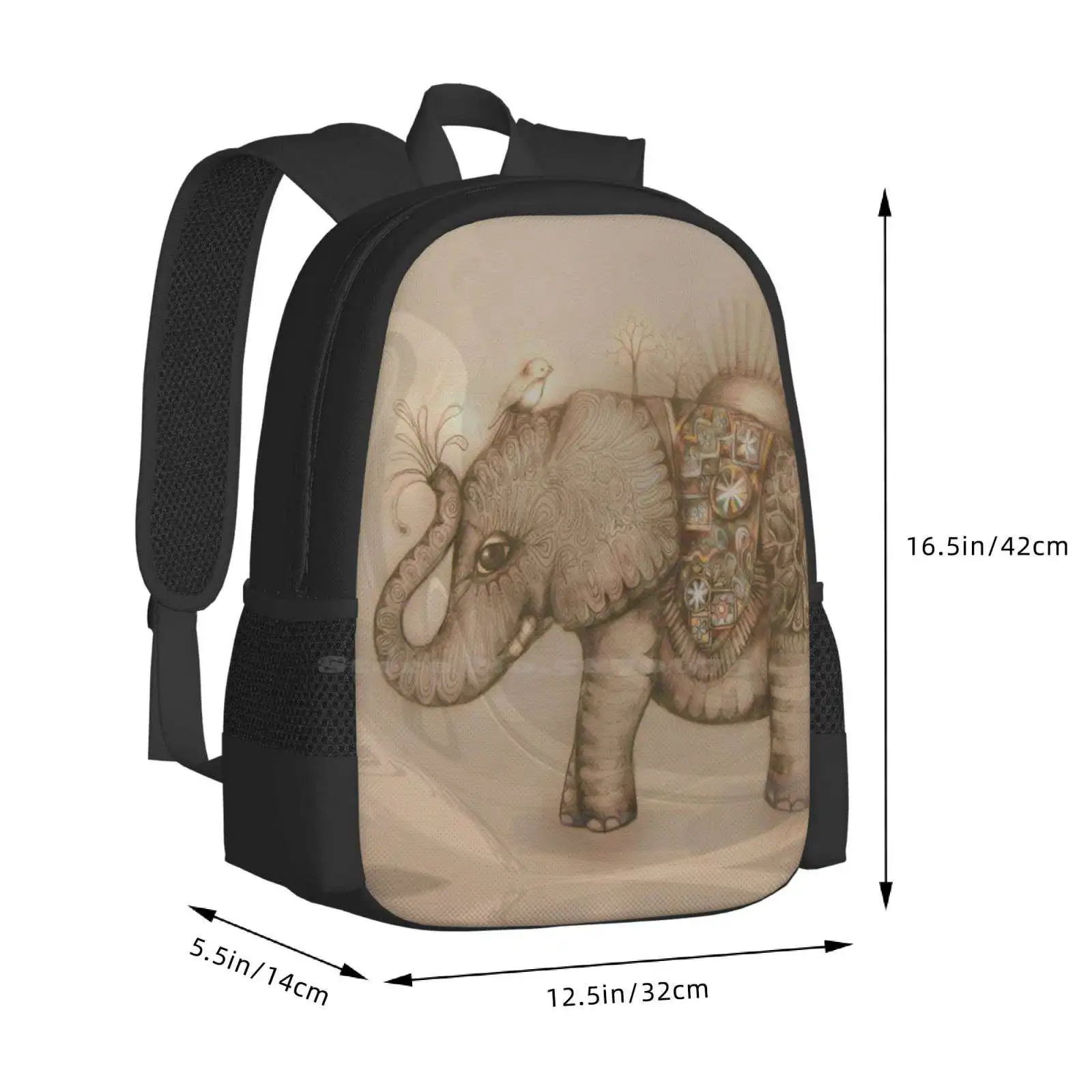 Magic Elephant Pattern Design Bagpack School Bags Artist Collectors Good Fortune Good Luck Karin Taylor Elephant Painting