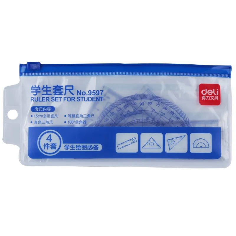 Simple Student Exam Drawing Office Straight Ruler Triangle Protractor Set Stationery Supplies Geometry Measurement Tools Kit