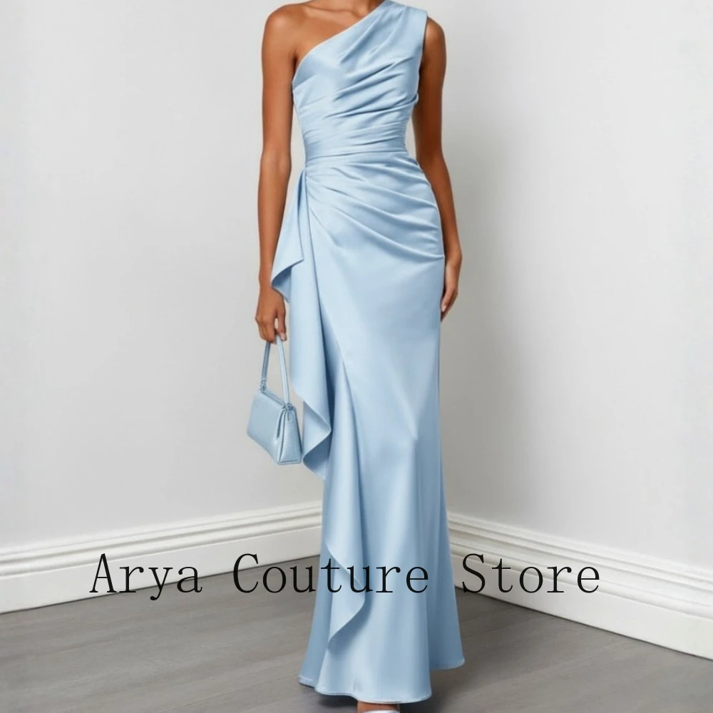 

Customized Satin Elegant Evening Dresses One Shoulder Pleat A-line the Floor-Length High Quality 2026 for Formal Party Dress