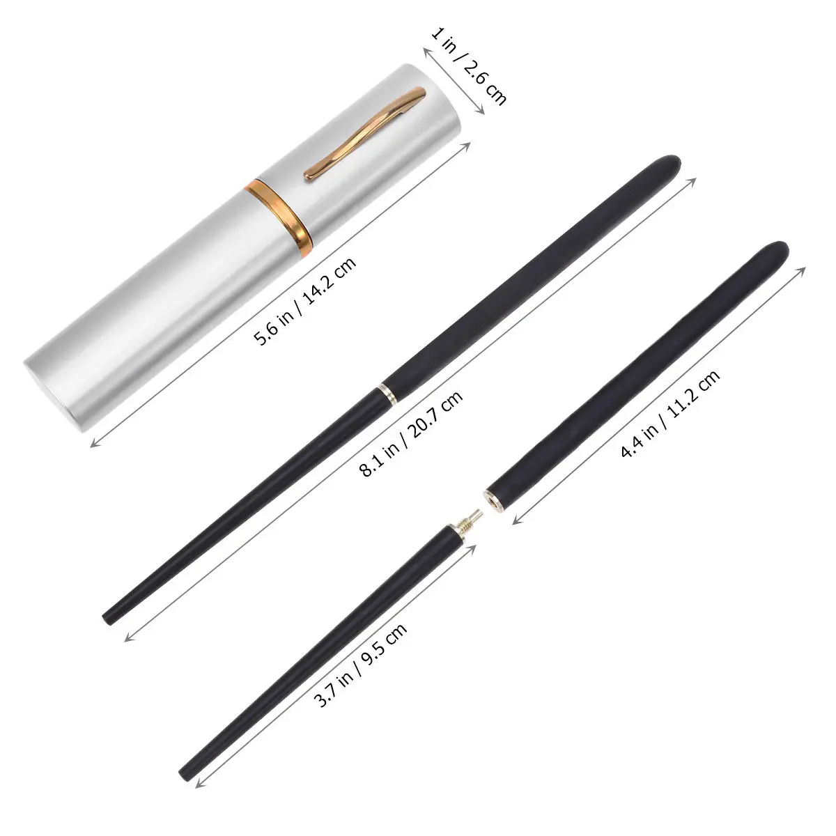 Portable Ebony Foldable Chopsticks Set Natural Antibacterial Smooth Polished Wooden Travel Chopsticks with Deluxe Aluminum Case