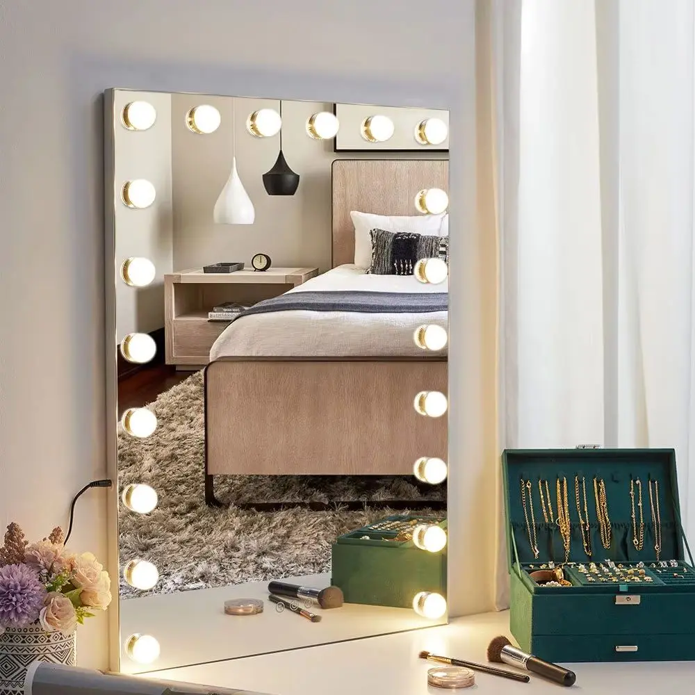 Rectangular Hollywood Vanity Mirror with Dimmable LED Bulbs