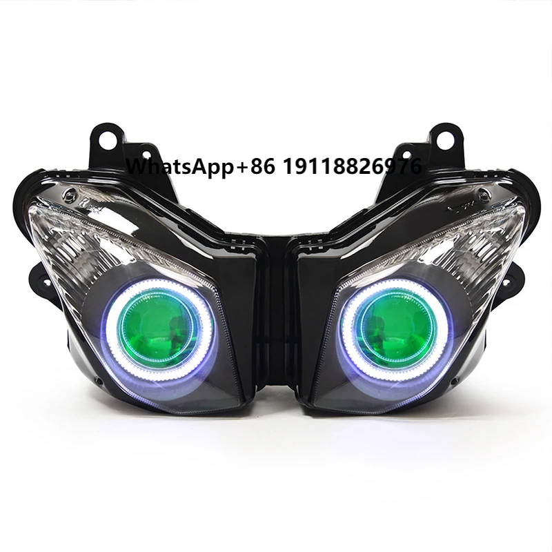 

Kawasaki Ninja ZX6R 2009-2012 LED Angel Eye Headlight Assembly 12V Dual Low/High Beam 6000k Color Easy Installation Motorcycles