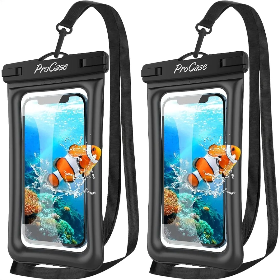 

ProCase [Floatable] 2 Pack Floating Waterproof Phone Pouch Up to 7 IPX8 Underwater Phone Case Dry Bag for iPhone 16 15 14 13 12