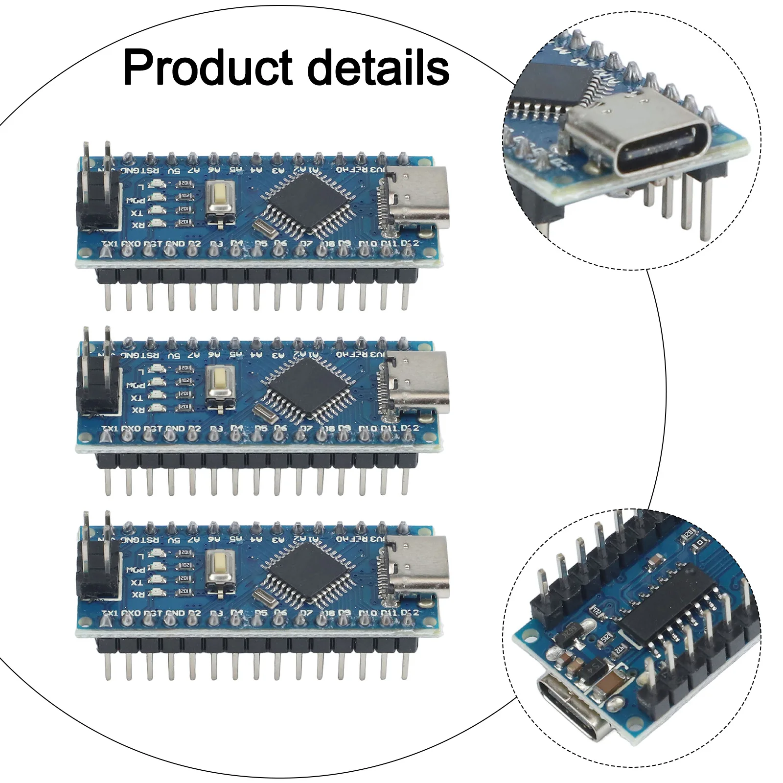 

Pack of Three High Performance For Nano Modules Operating at Five Volts Sixteen Megahertz for Arduino Applications