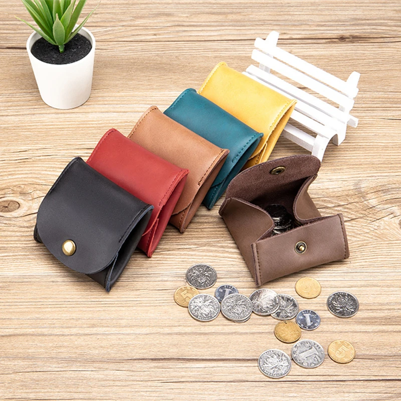 Portable Genuine Leather Coin Purse For Women Men Mini Wallet Vintage Design Individuation Earbuds Earphone Holder Pouch