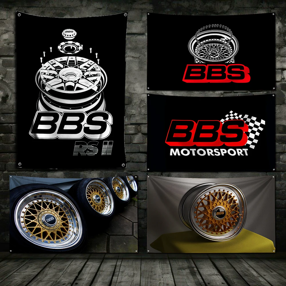 3x5 Ft BBS Sport Racing Car Flag Polyester Digital Printing Banner For Garage or Out door Decoration