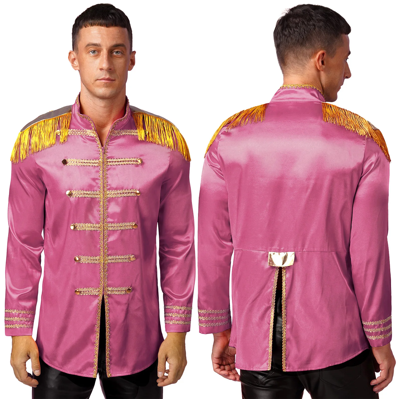 Volwassenen Heren SGT Sergeant Pepper Kostuum Satijnen Vest Jas Hippie Middeleeuwse Halloween Party Prestaties Carnaval Cosplay Kleding