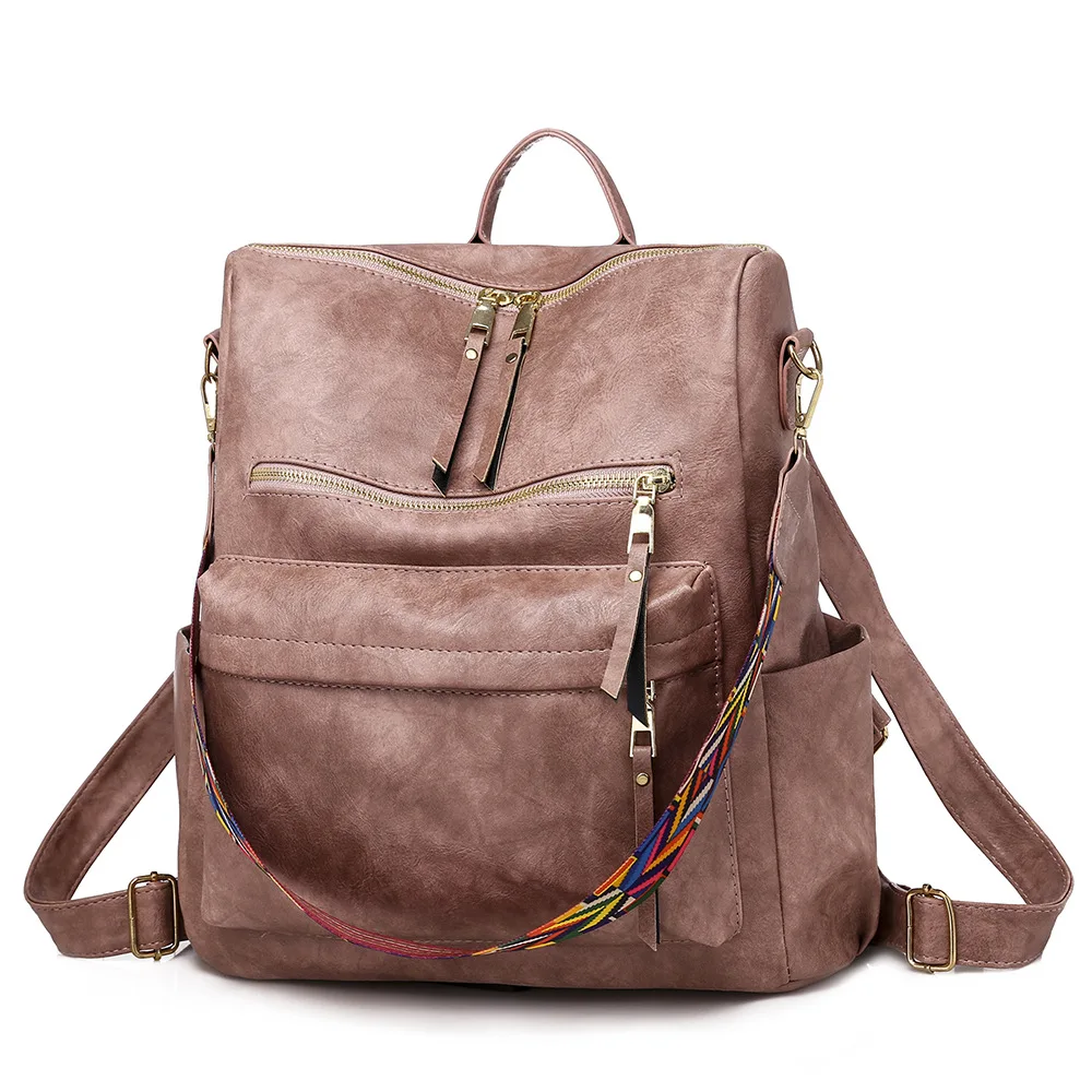Vintage Women Business Shoulder Bags Commute Backpack Retro Multi-Pocket Shoulder Bag with Laptop Sleeve & Adjustable Straps