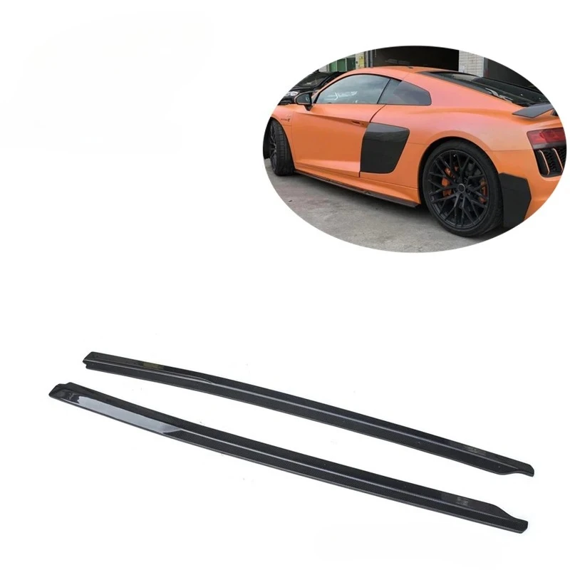 

R8 V10 Plus Rear Style Carbon Fiber Side Skirts Extensions Add-On for Audi 2016-2019
