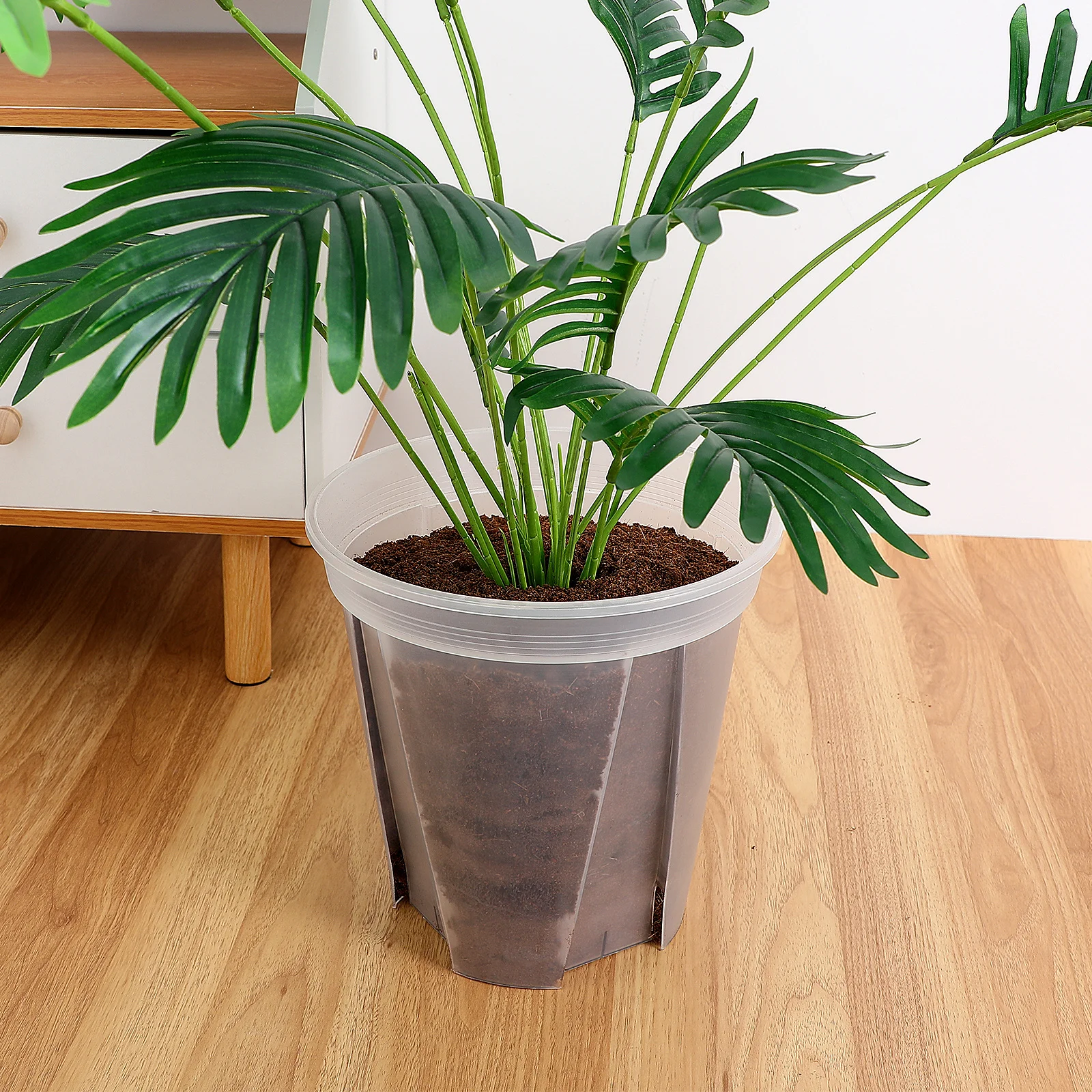 2 قطعة الأواني واضحة للنباتات ثقوب الصرف العصارة الصبار الحضانة البلاستيك الشفاف اناء للزهور ديكور غرفة مكتب المنزل