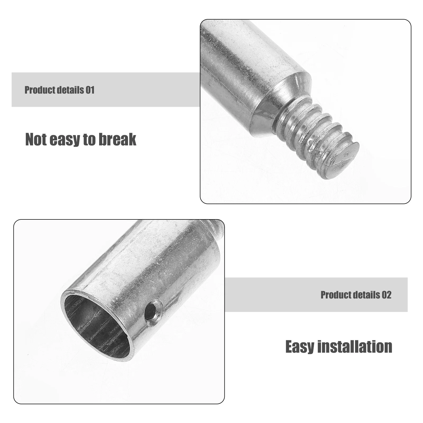 1Set Aluminum Alloy American Style Threaded Connector Tips Silver 25mm Threaded End Replacement for Wood Metal Pole Handles Push