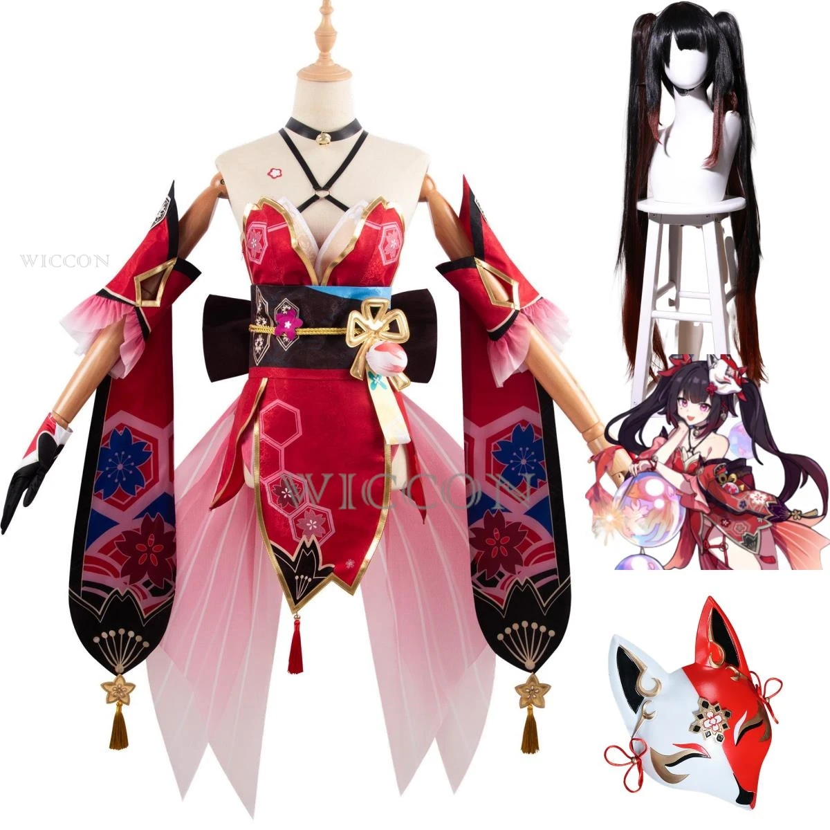 

Anime Game Honkai: Star Rail Sparkle Cosplay Costume Masked Fools Hanfu Dress Mask Wig Woman Sexy Traditional Festival Suit