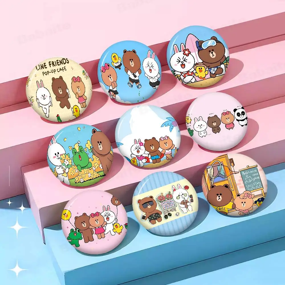 Anime L-LINE F-FRIENDS Anime Button Pin Handmade Brooch for Clothes Cartoon Badge Backpack Decoration Jewelry Accessories