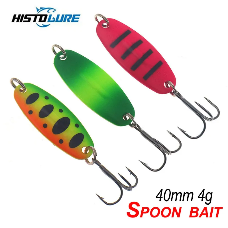 1PCS 4g fishing spoon Metal Spinner Spoon Fishing Lure Hard Baits Trout Pike Pesca Peche Treble Hook Tackle