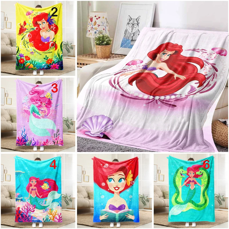 

Disney Little Mermaid Watercolor Blanket Soft Flannel Throw Sofa Bed Cover for Kids Adults