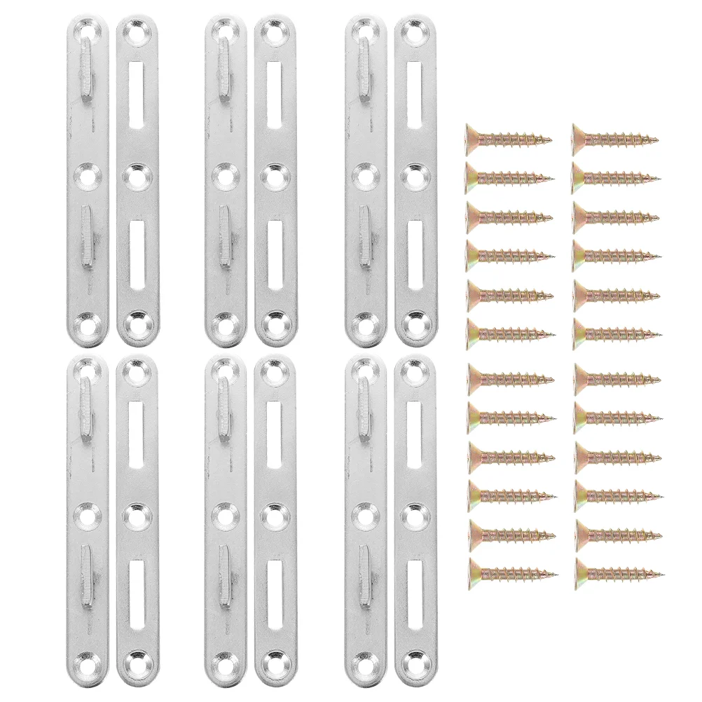 6 Sets Bedframe Hinge Accessories Bed-rail Hardware Supplies Plate Buckle Bedstead Metal Hardwares Brackets Fasteners