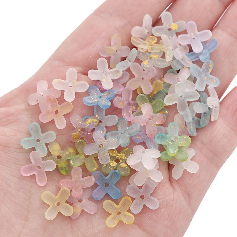 10/50g Acryl-Perlen mit 4 Blütenblättern in verschiedenen Farben, lose Abstandsperlen für DIY-Schmuckherstellung von Halsketten, Armbändern und Accessoires – Detail 5