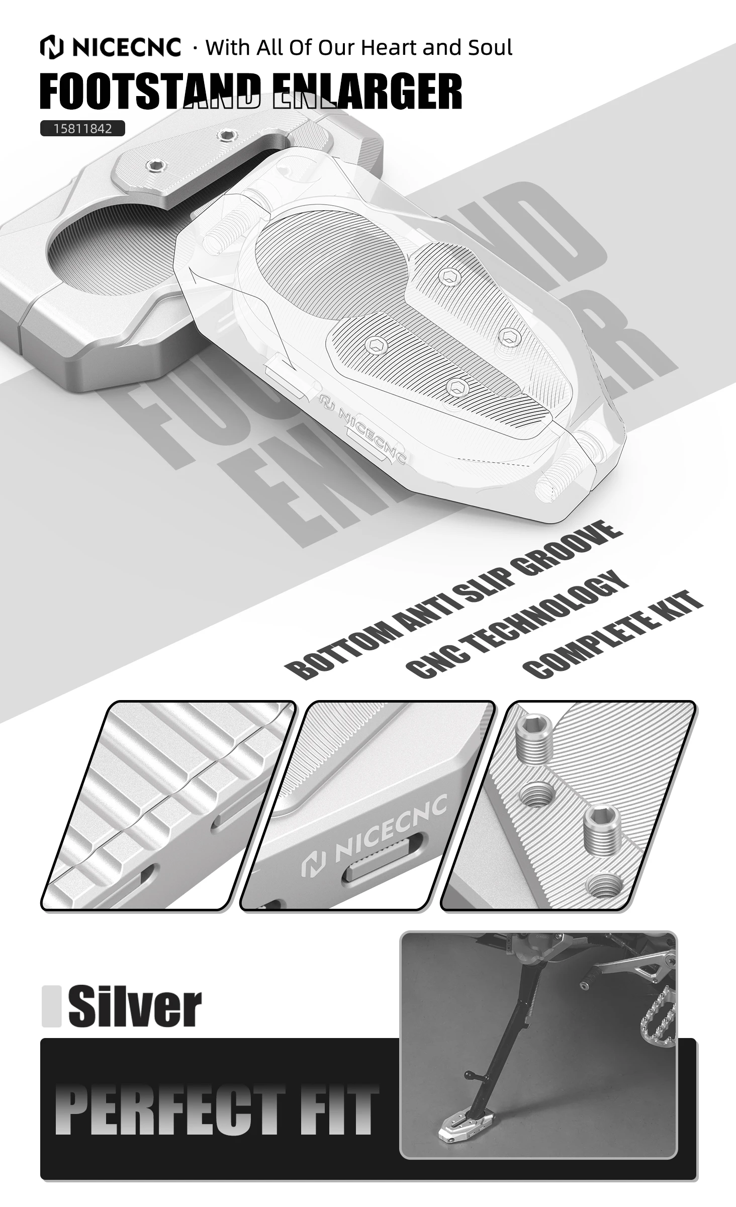 Für BMW R1250GS R1200GS Ständer Seitenständer Vergrößern Fußplatte Seitenständer Schalterschutz R1250GS 2019-2023 R1200GS 2016-201 – Detail 7